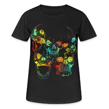 Skulls - Frauen T-Shirt atmungsaktiv - Schwarz - Vorne - AI Model Female 172 light (172cm)
