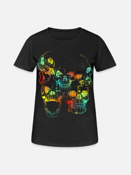 Skulls - Frauen T-Shirt atmungsaktiv - Schwarz