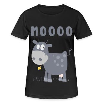 Mooo cow cartoon cattle farm animal cartoon - Women's Breathable T-Shirt - black - Front - AI Model Female 172 light (172cm)