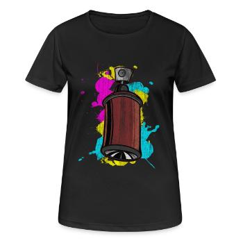Bombe aérosol graffiti avec peintures en aérosol - T-shirt respirant Femme - noir - Devant - AI Model Female 172 light (172cm)