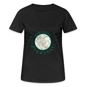 Erdkugel mit umweltfreundlichem Slogan - Frauen T-Shirt atmungsaktiv - Schwarz - Vorne - AI Model Female 172 light (172cm)