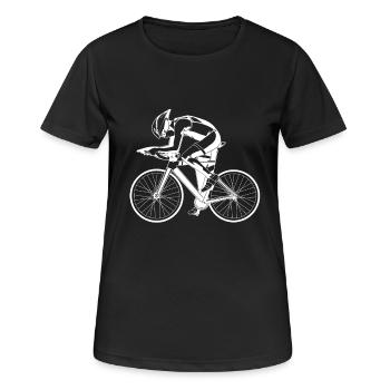 Rennradfahrer - Frauen T-Shirt atmungsaktiv - Schwarz - Vorne - AI Model Female 172 light (172cm)