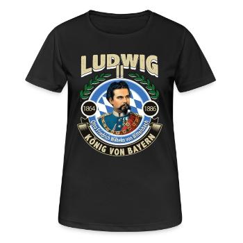 KÖNIG LUDWIG VON BAYERN - Frauen T-Shirt atmungsaktiv - Schwarz - Vorne - AI Model Female 172 light (172cm)