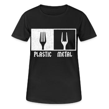 Plastic Metal Music Pommesgabel Festival Rock Fans - Frauen T-Shirt atmungsaktiv - Schwarz - Vorne - AI Model Female 172 light (172cm)