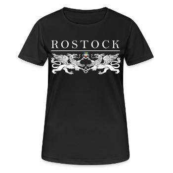 Rostock Greif Doppel - Frauen T-Shirt atmungsaktiv - Schwarz - Vorne - AI Model Female 172 light (172cm)