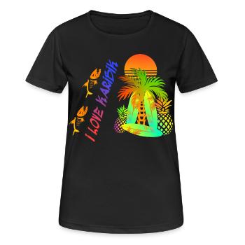 Love Karibik - Frauen T-Shirt atmungsaktiv - Schwarz - Vorne - AI Model Female 172 light (172cm)