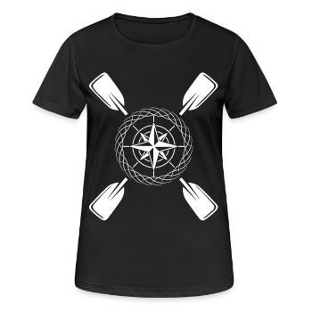 Kajak Paddel Kompass - Frauen T-Shirt atmungsaktiv - Schwarz - Vorne - AI Model Female 172 light (172cm)