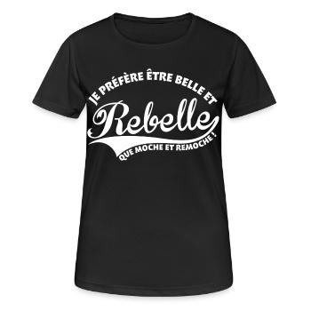 Belle et Rebelle - T-shirt respirant Femme - noir - Devant - AI Model Female 172 light (172cm)