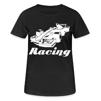 Racing - Frauen T-Shirt atmungsaktiv - Schwarz - Vorne - AI Model Female 172 light (172cm)