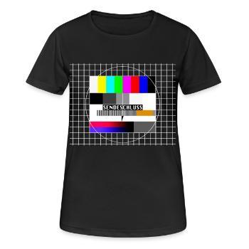 Test image End of broadcast 80s 90s party costume - Women's Breathable T-Shirt - black - Front - AI Model Female 172 light (172cm)