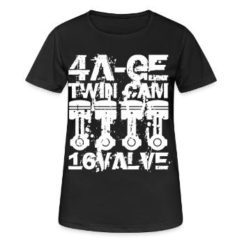 Moteur 4A GE Twin Cam 16 Valve. Le moteur légendaire - T-shirt respirant Femme - noir - Devant - AI Model Female 172 light (172cm)