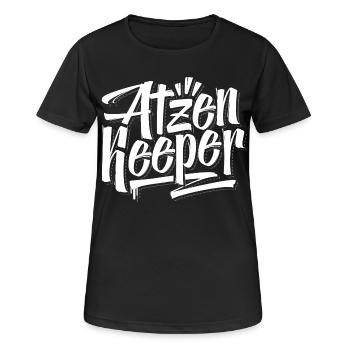 Atzen Keeper / MC Bogy / Berlin Crime - Frauen T-Shirt atmungsaktiv - Schwarz - Vorne - AI Model Female 172 light (172cm)