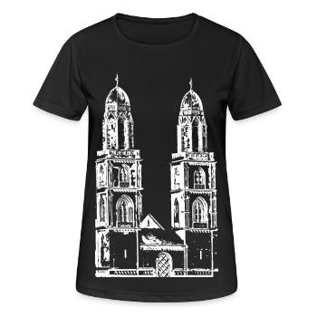 Zürich Grossmünster Großmünster - Frauen T-Shirt atmungsaktiv - Schwarz - Vorne - AI Model Female 172 light (172cm)