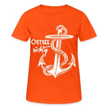 Ancre accro Baltic - blanc - design - T-shirt respirant Femme - orange néon - Devant - AI Model Female 172 dark (172cm)