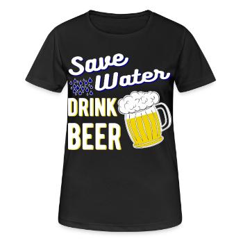 Économiser de l'eau boire de la bière - T-shirt respirant Femme - noir - Devant - AI Model Female 172 light (172cm)
