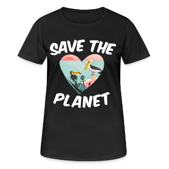 Save The Planet - Frauen T-Shirt atmungsaktiv - Schwarz - Vorne - AI Model Female 172 light (172cm)