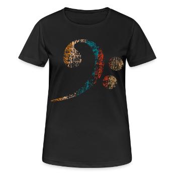 Clé basse, Basse Clef vintage distressed - T-shirt respirant Femme - noir - Devant - AI Model Female 172 light (172cm)