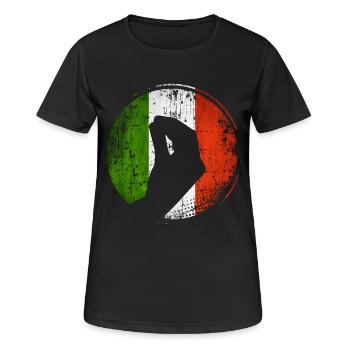 Drapeau italien avec un geste typique de la main - T-shirt respirant Femme - noir - Devant - AI Model Female 172 light (172cm)
