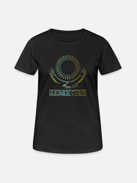 Kasachstan Adler Schriftzug Geschenk - Frauen T-Shirt atmungsaktiv - Schwarz