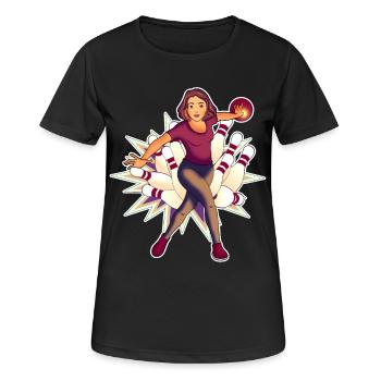 Bowling Queen - Frauen T-Shirt atmungsaktiv - Schwarz - Vorne - AI Model Female 172 light (172cm)