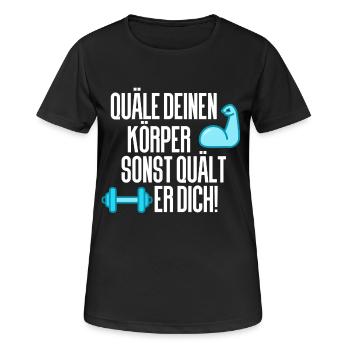 Gewichtheben Gym Fitness - Frauen T-Shirt atmungsaktiv - Schwarz - Vorne - AI Model Female 172 light (172cm)