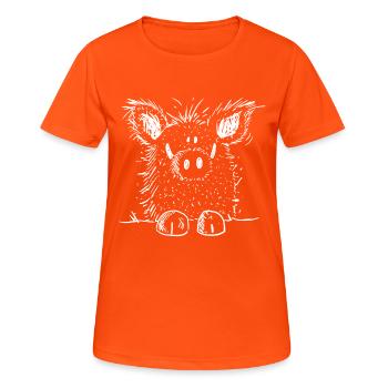 Little Boar I Wildsau I Pig - Women's Breathable T-Shirt - neon orange - Front - AI Model Female 172 dark (172cm)