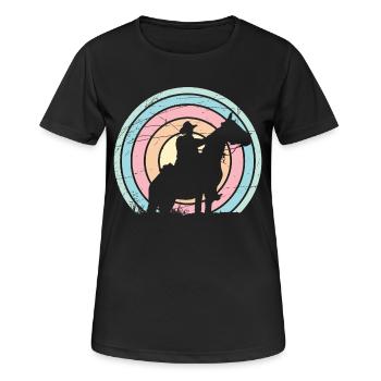 Cowboy - Western - Frauen T-Shirt atmungsaktiv - Schwarz - Vorne - AI Model Female 172 light (172cm)