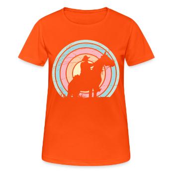 Cowboy - Western - T-shirt respirant Femme - orange néon - Devant - AI Model Female 172 dark (172cm)