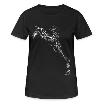 Linienhafte Tänzerin in Bewegung - Frauen T-Shirt atmungsaktiv - Schwarz - Vorne - AI Model Female 172 light (172cm)