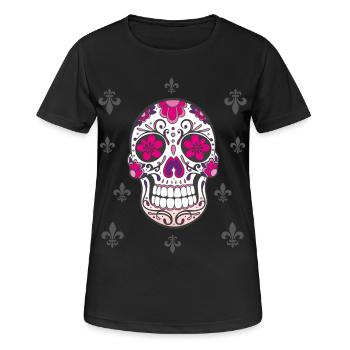 Sugar Skull Fleur De Lis - Women's Breathable T-Shirt - black - Front - AI Model Female 172 light (172cm)