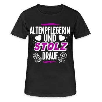 Altenpflegerin - Frauen T-Shirt atmungsaktiv - Schwarz - Vorne - AI Model Female 172 light (172cm)