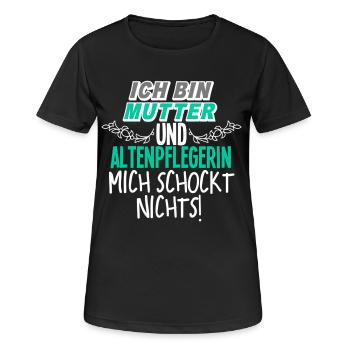 Mutter Altenpflegerin - Frauen T-Shirt atmungsaktiv - Schwarz - Vorne - AI Model Female 172 light (172cm)