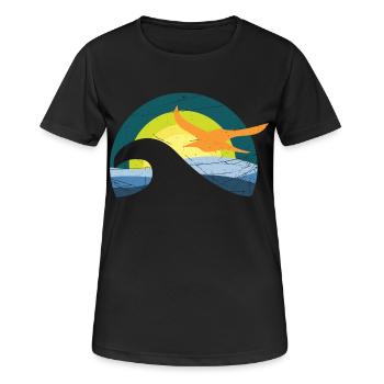 Möwe am Meer - Frauen T-Shirt atmungsaktiv - Schwarz - Vorne - AI Model Female 172 light (172cm)