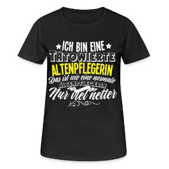 Altenpflegerin Tattoo - Frauen T-Shirt atmungsaktiv - Schwarz - Vorne - AI Model Female 172 light (172cm)