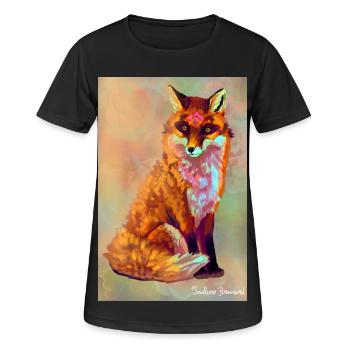 Renard illustration - T-shirt respirant Femme - noir - Devant - AI Model Female 172 light (172cm)