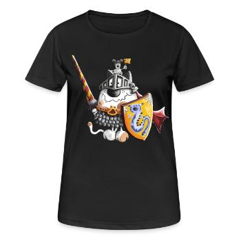 Katze als Ritter in Ritterrüstung Burg Mittelalter - Frauen T-Shirt atmungsaktiv - Schwarz - Vorne - AI Model Female 172 light (172cm)