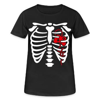Contrôleur de jeu Halloween coeur cage joueur - T-shirt respirant Femme - noir - Devant - AI Model Female 172 light (172cm)