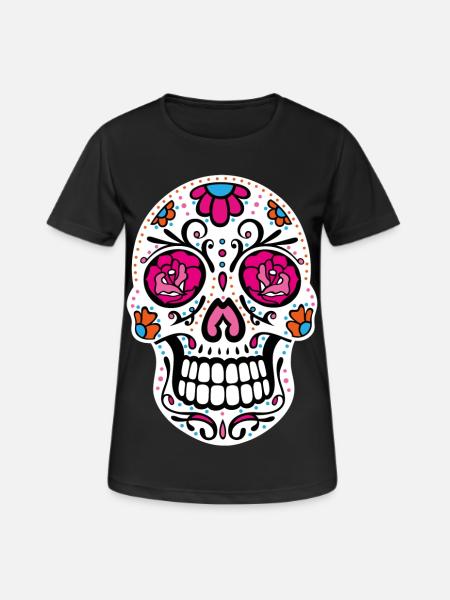 Sugar Skull Day Of The Dead Skull - Women's Breathable T-Shirt - black