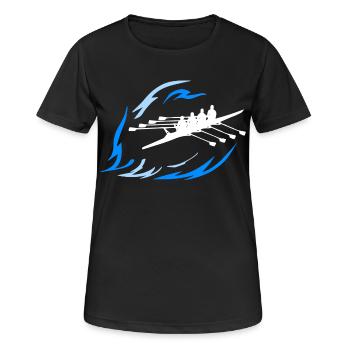 Rudersport - Doppel 4er - Frauen T-Shirt atmungsaktiv - Schwarz - Vorne - AI Model Female 172 light (172cm)