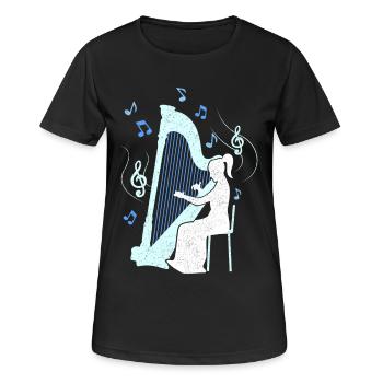 Harfe-Spielerin - Frauen T-Shirt atmungsaktiv - Schwarz - Vorne - AI Model Female 172 light (172cm)