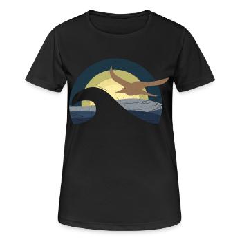 Möwe am Meer - Frauen T-Shirt atmungsaktiv - Schwarz - Vorne - AI Model Female 172 light (172cm)