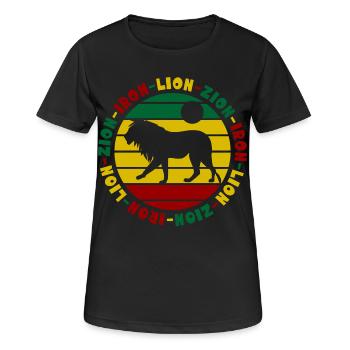 Iron Lion Zion Rastafari Reggae Löwe - Frauen T-Shirt atmungsaktiv - Schwarz - Vorne - AI Model Female 172 light (172cm)