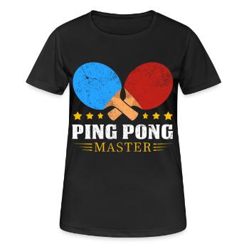 PingPong Meister Logo - Frauen T-Shirt atmungsaktiv - Schwarz - Vorne - AI Model Female 172 light (172cm)