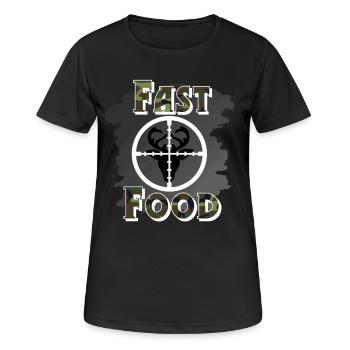 Jäger Jagen - Frauen T-Shirt atmungsaktiv - Schwarz - Vorne - AI Model Female 172 light (172cm)