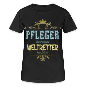 Pfleger Weltretter - Frauen T-Shirt atmungsaktiv - Schwarz - Vorne - AI Model Female 172 light (172cm)