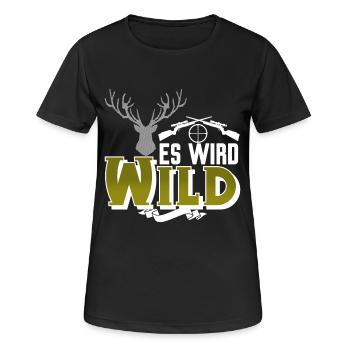 Jagen Jäger - Frauen T-Shirt atmungsaktiv - Schwarz - Vorne - AI Model Female 172 light (172cm)