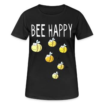 Bee Happy - Biene - Bienen - Hummel - Geschenk - Frauen T-Shirt atmungsaktiv - Schwarz - Vorne - AI Model Female 172 light (172cm)