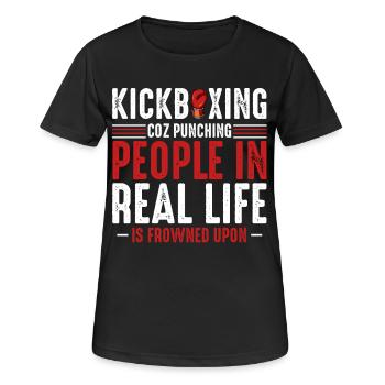 Kickboxing Real Life Spruch - Frauen T-Shirt atmungsaktiv - Schwarz - Vorne - AI Model Female 172 light (172cm)