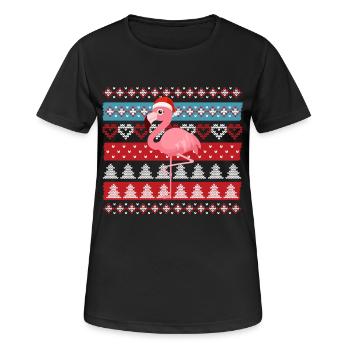 Ugly Christmas Flamingo - Frauen T-Shirt atmungsaktiv - Schwarz - Vorne - AI Model Female 172 light (172cm)