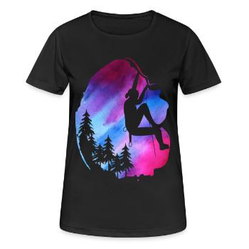 Weibliche Klettererin Zipline Aquarell-Abenteuer - Frauen T-Shirt atmungsaktiv - Schwarz - Vorne - AI Model Female 172 light (172cm)